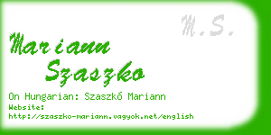 mariann szaszko business card
